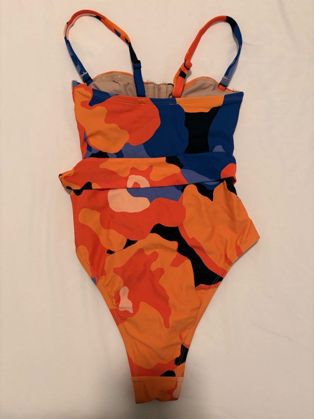 Tabitha Brown Orange & Blue Camouflage One-Piece Swimsuit XXS - Used - Picture 2 of 4